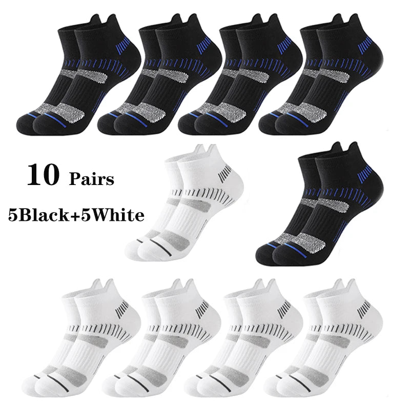 10 Pairs Running Ankle Socks Men Cotton Breathable Soft Short Socks Casual Black White Athletic Fitness Sport Socks