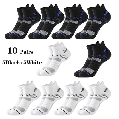 10 Pairs Running Ankle Socks Men Cotton Breathable Soft Short Socks Casual Black White Athletic Fitness Sport Socks
