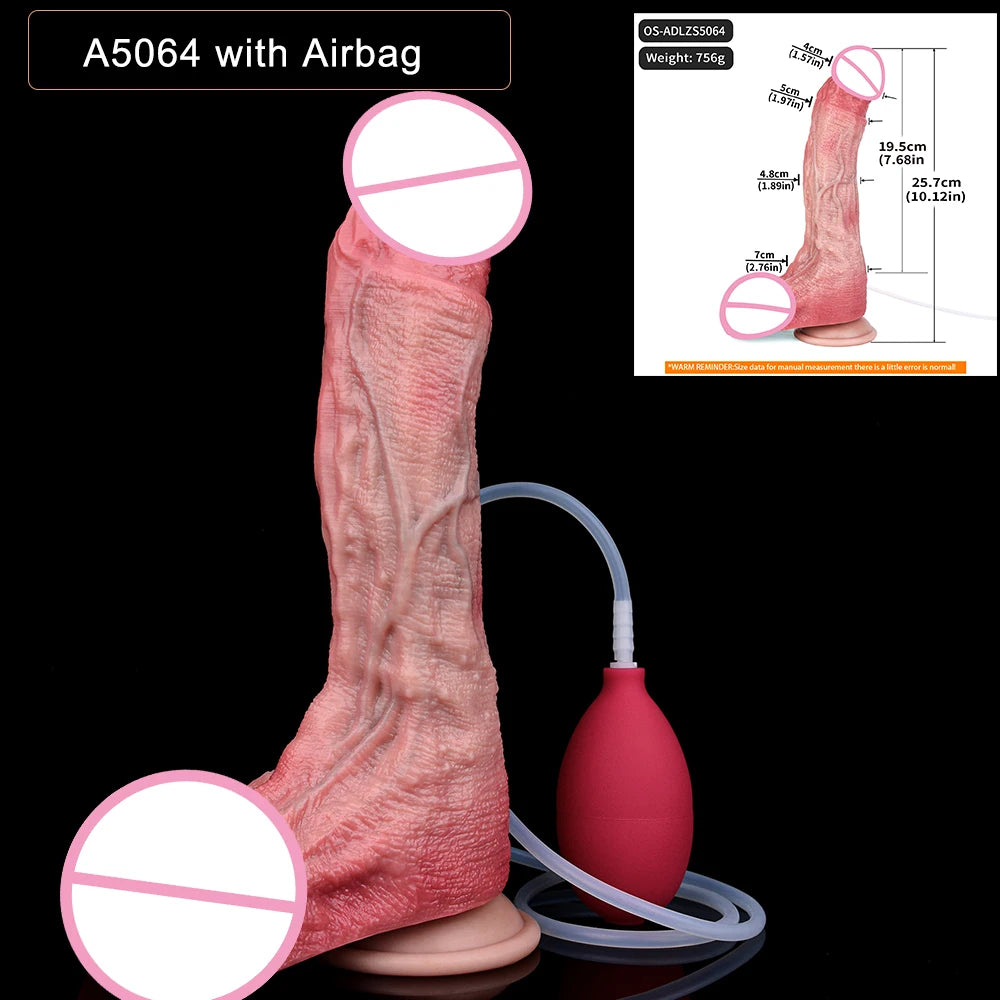 SXXY Dual Layer 10.12 Inch Soft Squirting Dildo Lifelike Sucker Penis Sex Toy Silicone Adult Ejaculating Butt Plug For Men Women