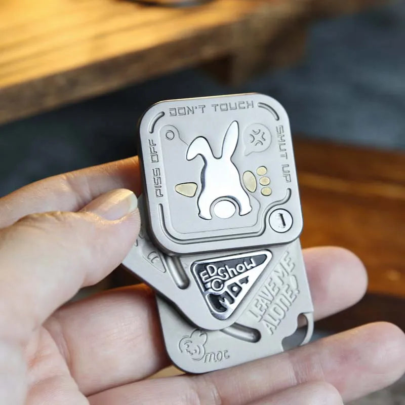 Grumpy Rabbit Three Layers Magnetic Side Push Slider Fidget Spinner Metal Decompressio For Adult Giftn Fingertip EDC Toy