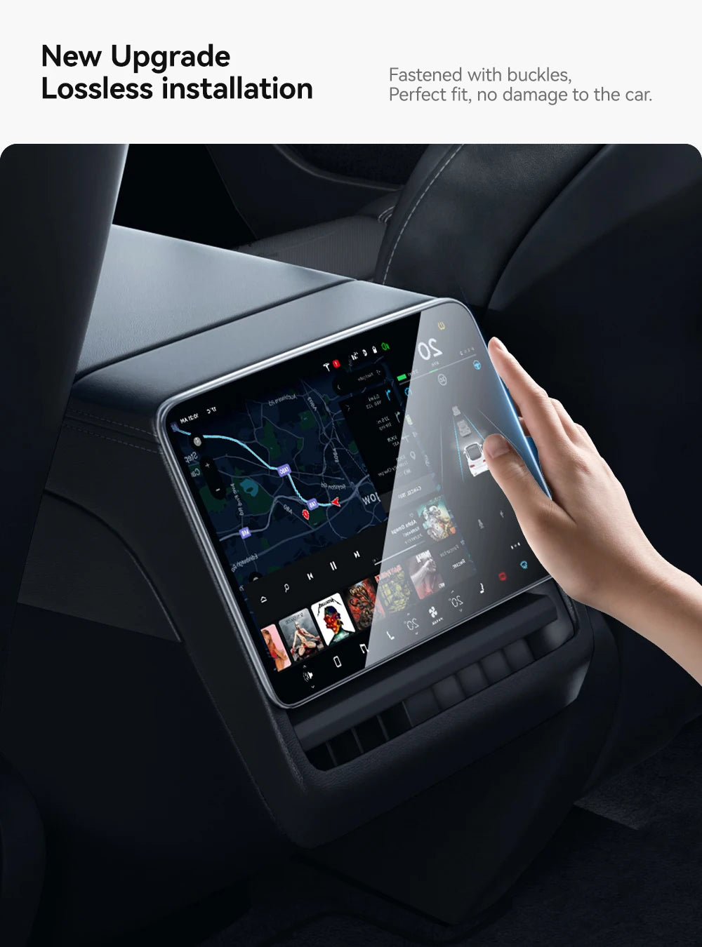 YZ Tempered Glass Film Protector For Tesla Model 3/Y/YL Highland Juniper 2025-2026 Rear Row Center Control Screen Protective