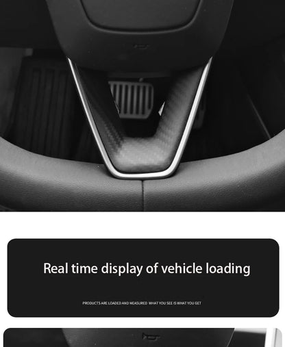 Steering Wheel Patch for Tesla Model 3+ Real Carbon Fiber Steering Wheel U-shaped Protective Cover 2025 New Model 3/Y Highland