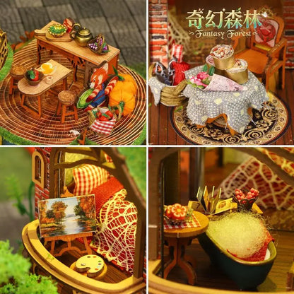 Jiate Diy Miniature House Fantasy Forest Handmade Wooden Chinese Style Large Villa Creative Birthday Gift For Women Home Decor