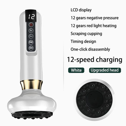 Electric Body Massager Cupping Device 12 Level Vacuum Cupping Cans Rechargeable Gua Sha Massager Heating Slimming and Fat Loss