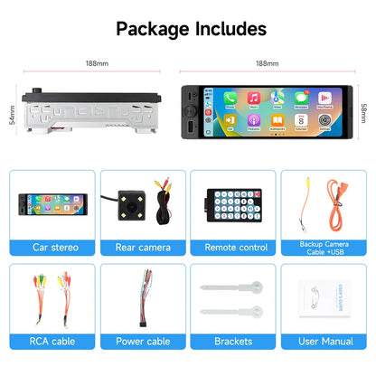 JIUYIN D23M 6.28 inch Universal Car Radio 1 Din Carplay Wireless Android Auto Car Multimedia HD IPS Touch Screen USB TYPE-C BT