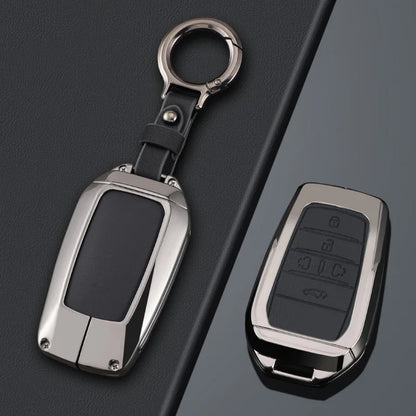 Zinc Alloy + PU Leather Car Key Case Cover For 2019-2025 Land Cruiser Highlander Camry Sienna Venza Hilux Fortuner Corolla Prius