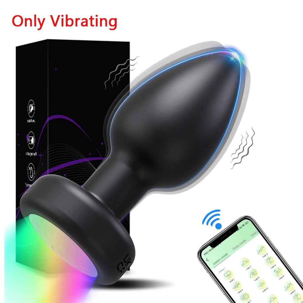 APP Control LED Rotation Vibrating Butt Plug for Women Wiggle Anal Vibrator Gay Men Anal Plug Interaction Sex Toy for Couples