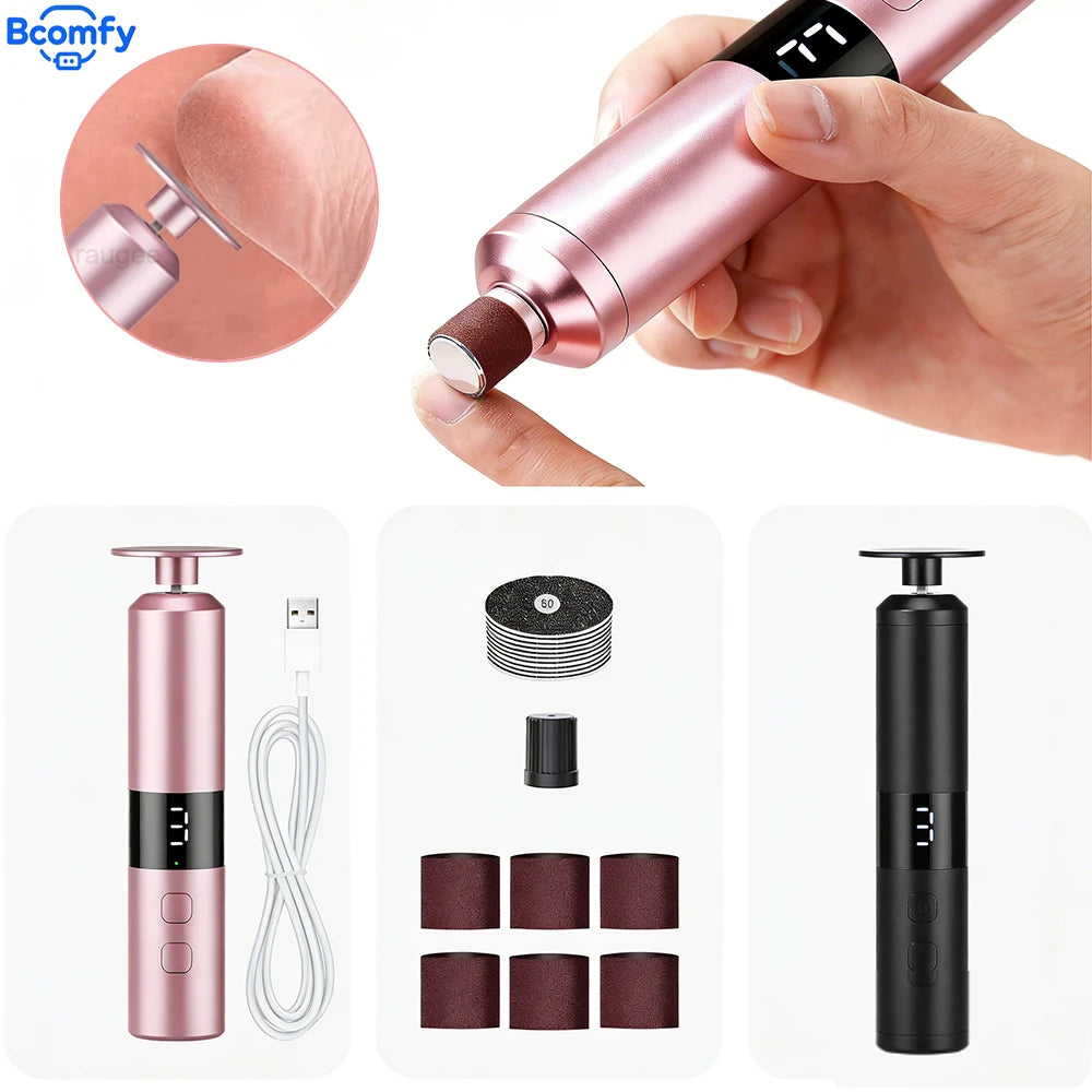 Electric Foot Grinder 2-in-1 Rechargeable Callus Remover Nail File Pedicure Machine for Dead Skin Foot Care