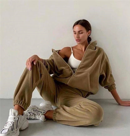 Women's 2-Piece Set Sportswear Hoodie Casual Leisure Suiting Comfortable Breathable Fashionable Winter Collection
