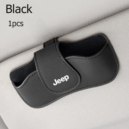 Car sun visor glasses bag leather wear-resistant sunglasses storage box for Jeep Grand Cherokee Wrangler Renegade Rubicon
