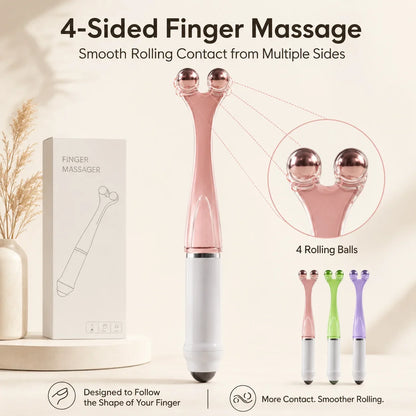 5-Ball Finger Massager 2-in-1 Hand Massage Roller for Fingers Palm Knuckles Wrist Portable Manual Self Care Tool