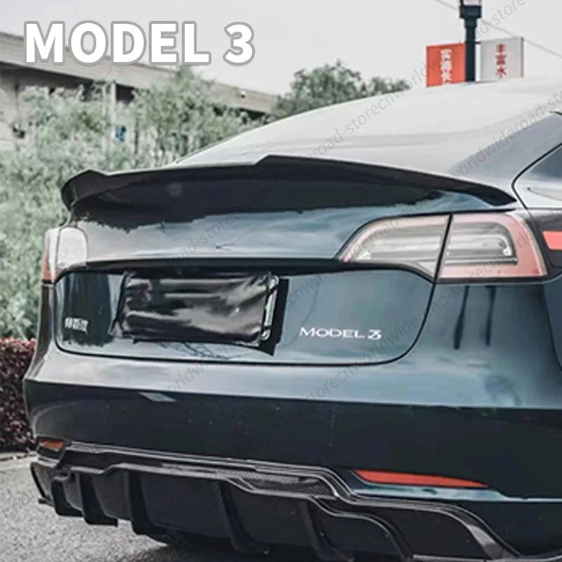 For Tesla Highland Model 3 Y 2016-2024 Front Lip Sport Bumper Spoiler Gloss Carbon Print Rear Spoiler Rear Wing Body Kits Bumper