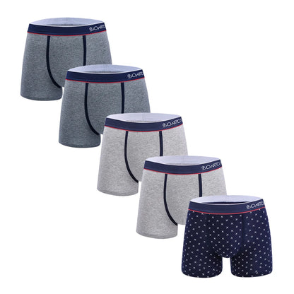 5 Pieces Print Cotton Men Underpants BONITOS Boxer Briefs Letter Elastic Waistband Underwear Mens Boxers Classic Men's Panties