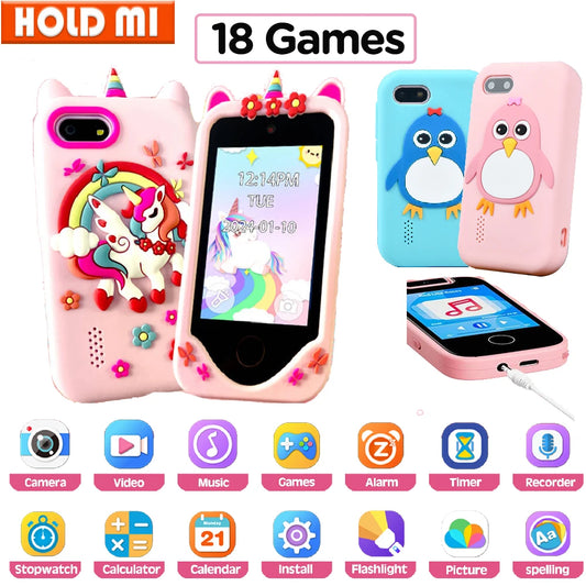 Children Phone Educational Toys 18 Games Musical Toy Baby Mobile Selfie Camera With 32G TF Card Toys for Kids Birthday Gifts