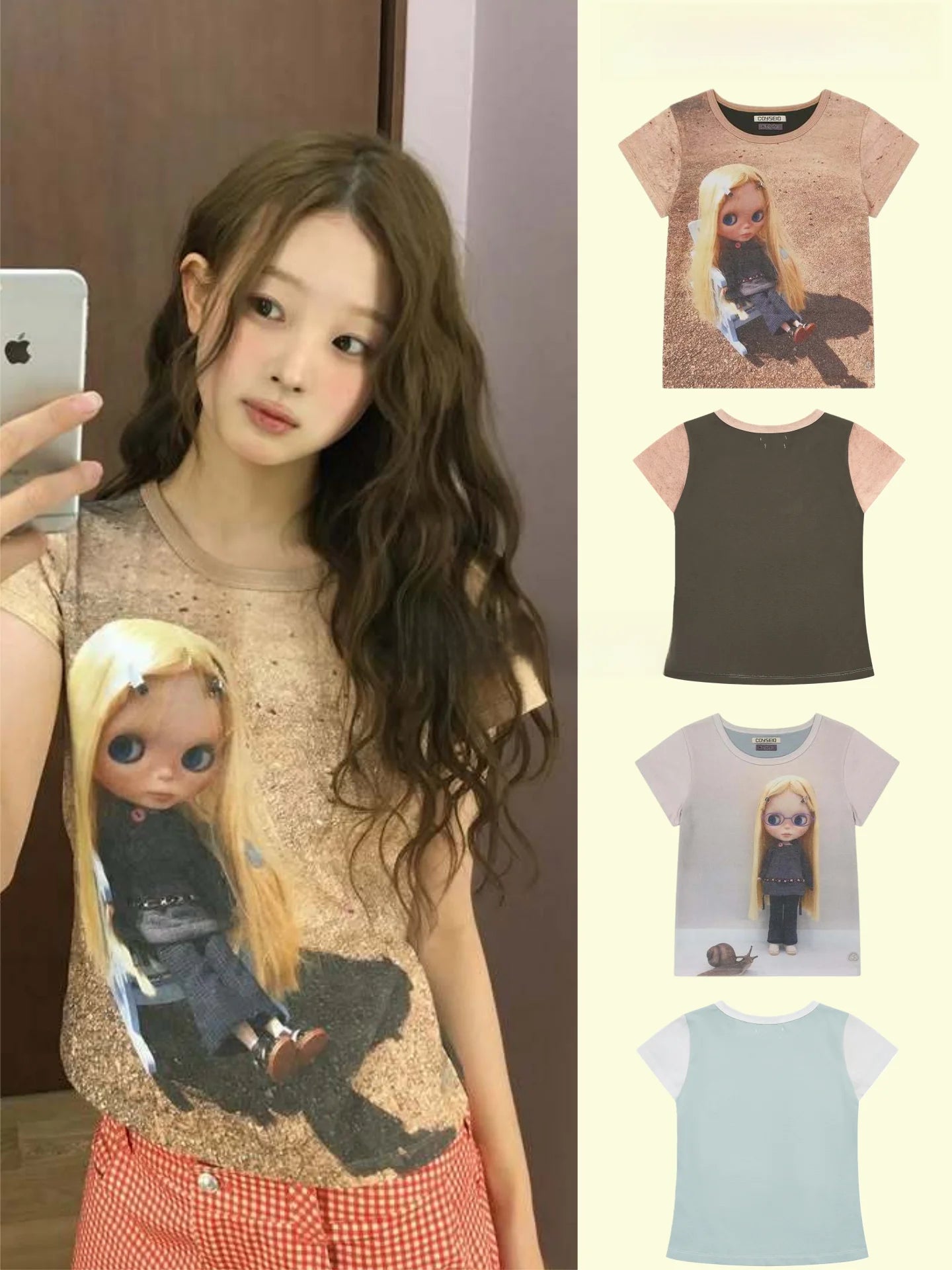 Coyseio Slim Fit Shoulder T-Shirt Short Sleeve Collaborative Edition Small Cloth Breathable Cotton round Neck Top for Women