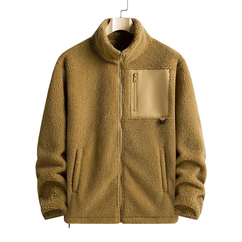 Men's Thicken Polar Fleece Jacket Autumn Winter Versatile Warm Sports Coat Men Outdoor Stand Up Collar Casual Loose Couple Coats