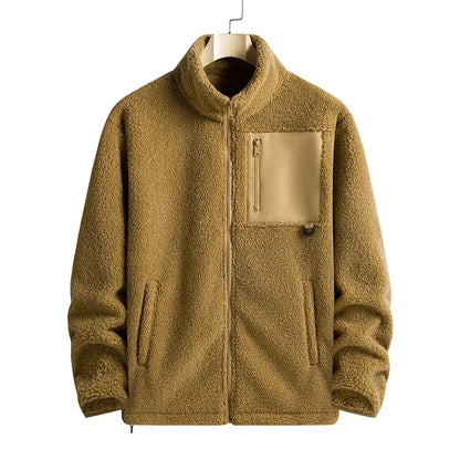 Men's Thicken Polar Fleece Jacket Autumn Winter Versatile Warm Sports Coat Men Outdoor Stand Up Collar Casual Loose Couple Coats
