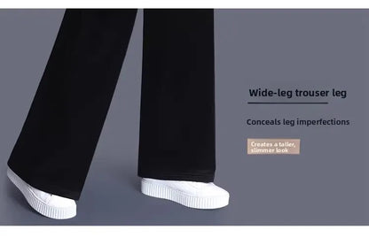 Slim Fit Velvet Wide Leg Pants Winter New Style plus Size Warm Fleece High Waist Elastic Korean Velvet Pants for Women