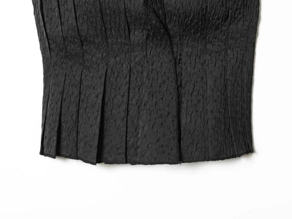 Sexy black zipper strapless vest with versatile design sleeveless top spicy girl cool black minimalist style one shoulder