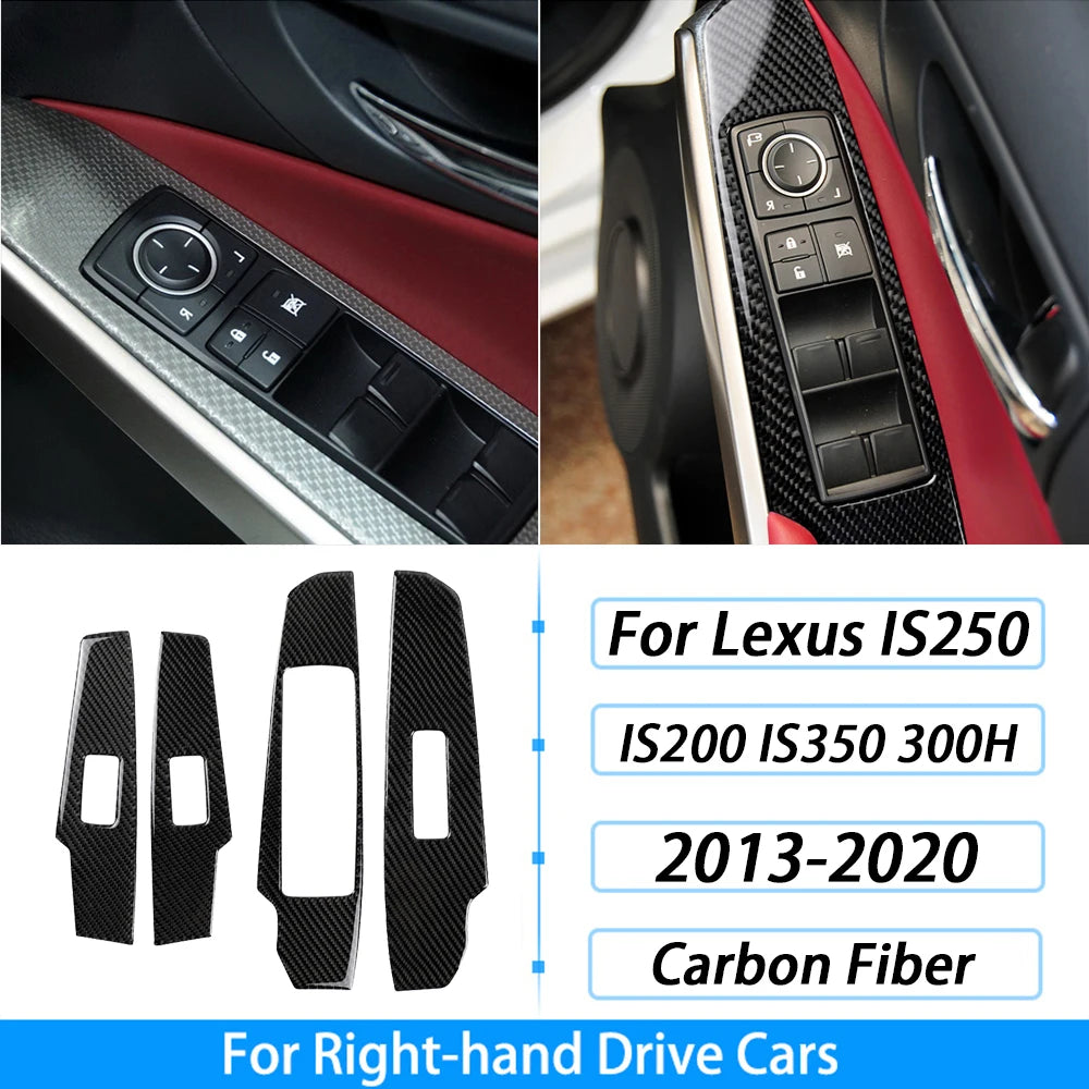 For Lexus IS250 IS350 300H 2013-2019 Carbon Fiber Gear Shift Air Outlet CD AC Window Lift Set Car Interior Accessories Sticker