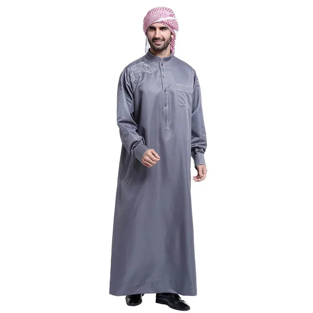 Traditional Muslim Men Jubba Thobe Islam Clothing Ramadan Abaya Thawb Long Robe Saudi Musulmane Caftan Jubah Dubai Arabic Dress