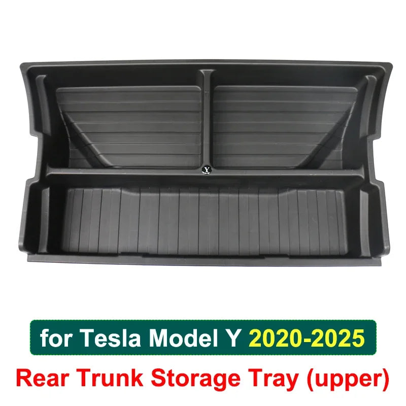 For Tesla Model Y Juniper 2021-2025 Launch Front&Rear Trunk Storage Box Double-Deck Luggage Frunk Organizer Box Dustproof Cargo