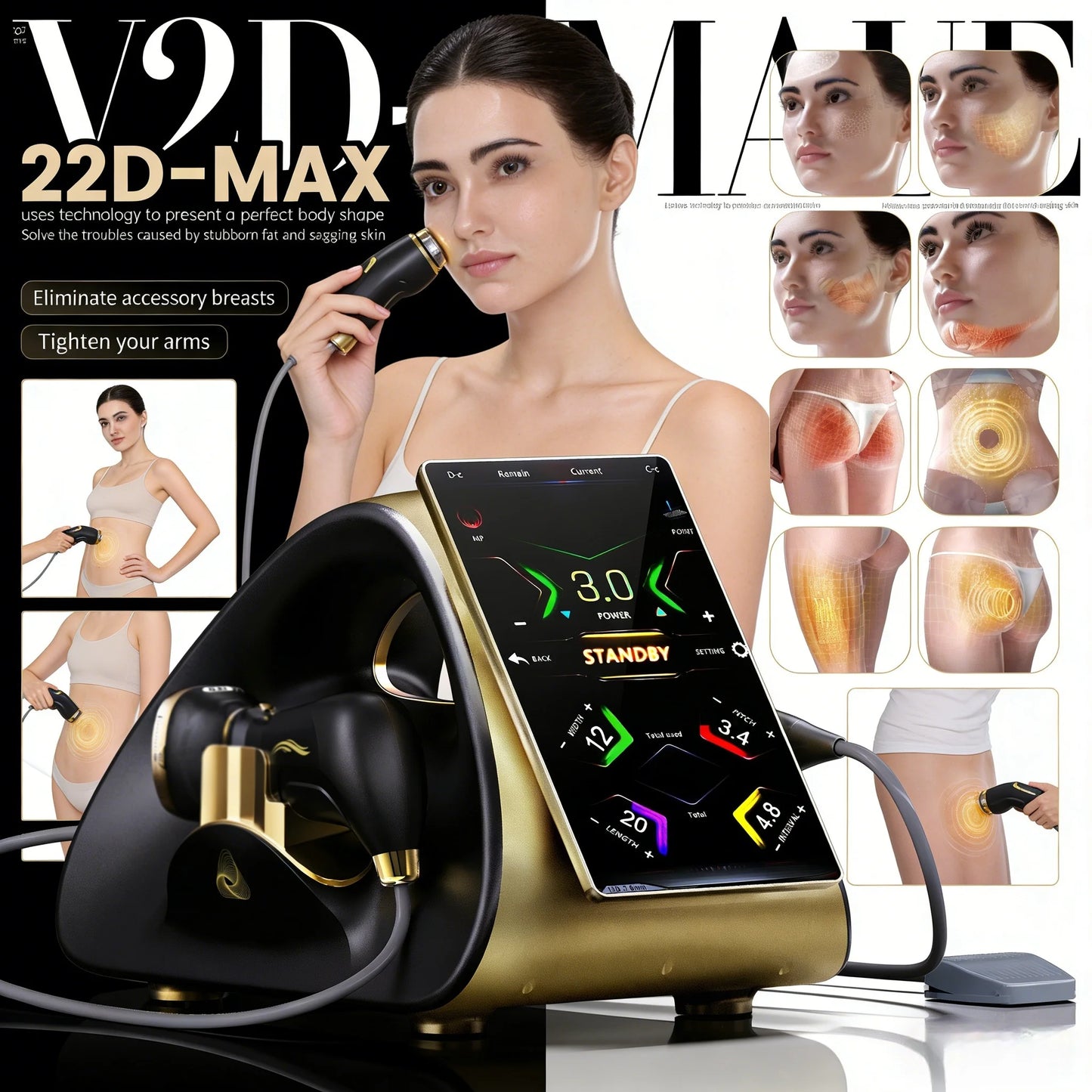 Professional 22D MAX HIFU Beauty Equipment Machine for Facial Tightening Slimming And Fat Reduction Latest Model
