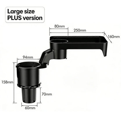 Car Cup Holder Expander Multi-Function Drink Holder with Food Table 360-Degree Adjustable Base Tray for Snack