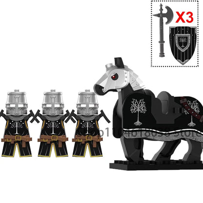 Green Dragon Raven Knights Shield Action Figures MOC Medieval Ancient Knights Scene Building Block Creative Toys for Children