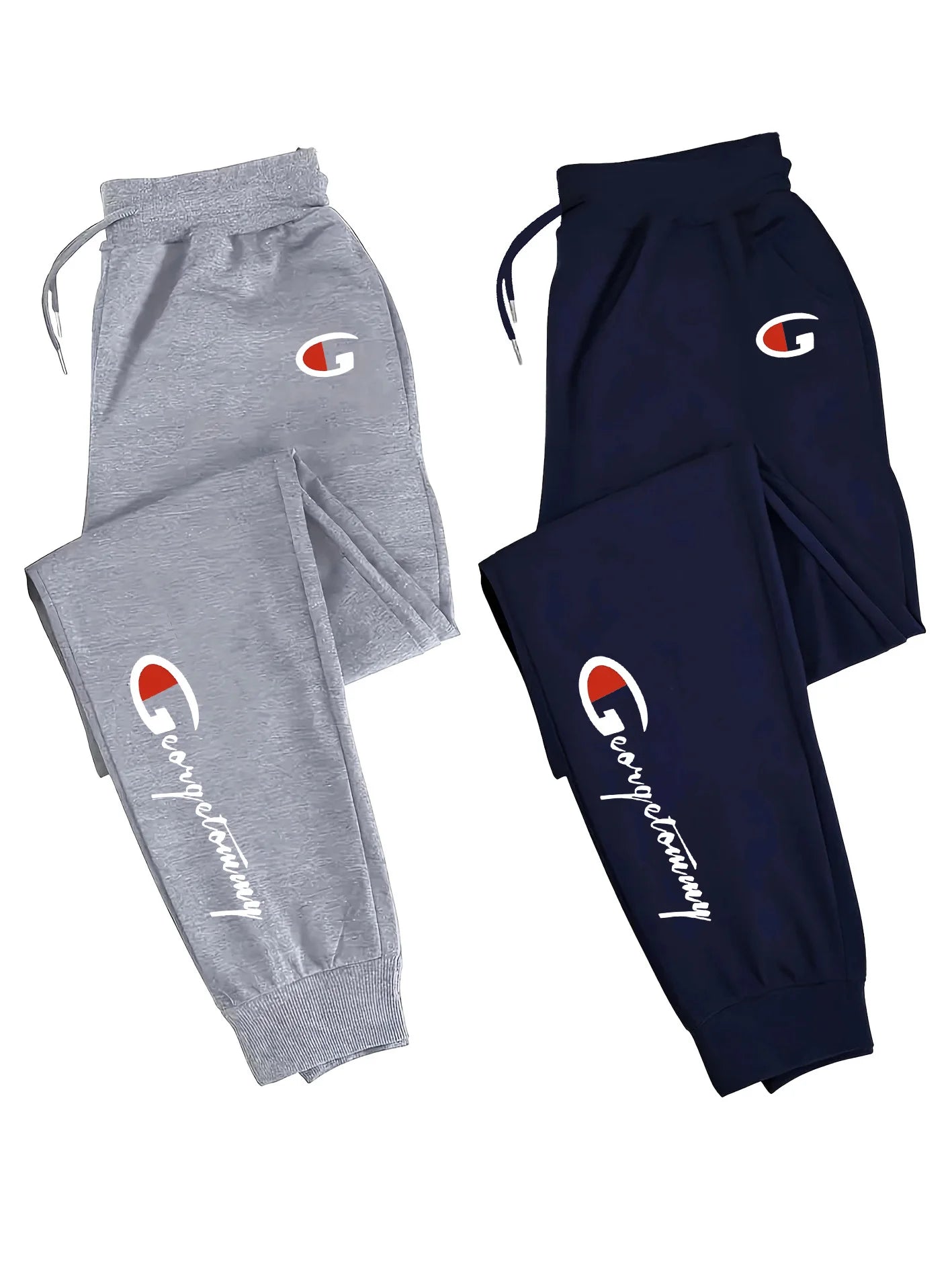 2-Pack Men's Polyester Lounge Joggers, Elastic Drawstring Waist, Wrinkle-Resistant, Breathable Sweat-Wicking, Tapered Cu