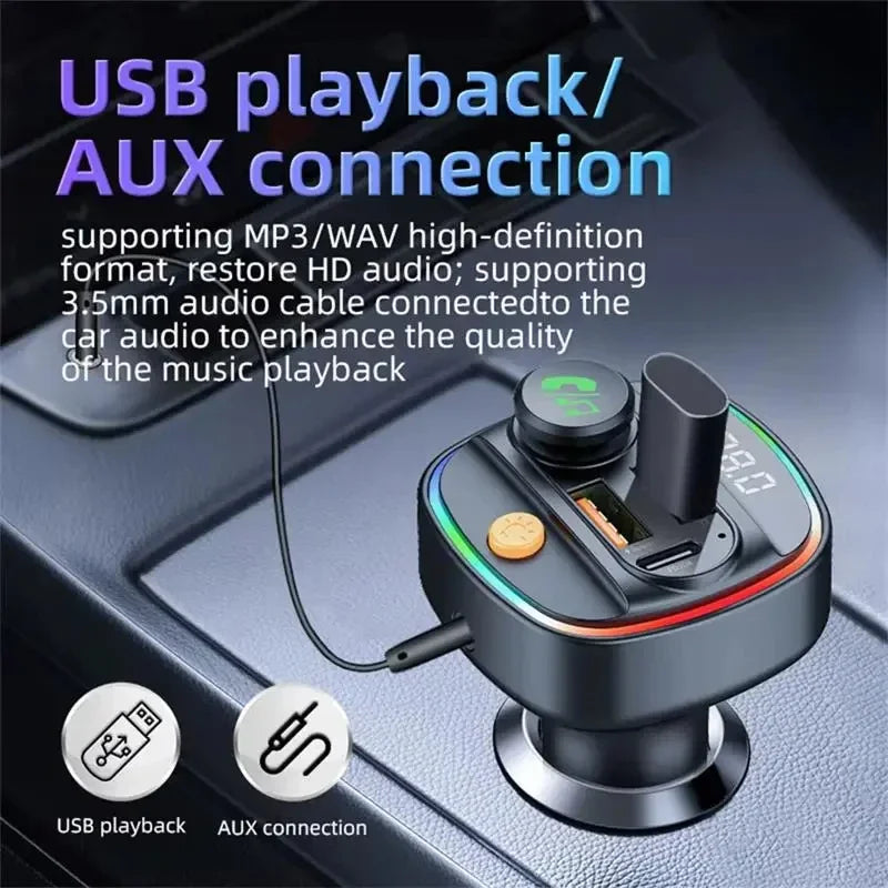 Best FM Transmitter Bluetooth 5.3 Hands-Free Car AUX Radio Modulator MP3 Player with Fast Charging Adapter Auto Accessories New
