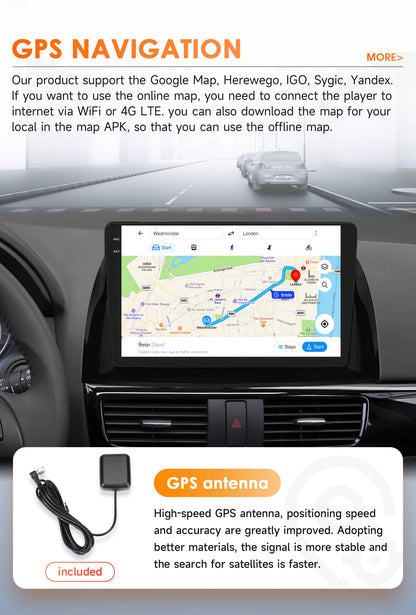 Hizpo 10.1" Eelectronic Devices Car Radio For Mazda CX-5 2012 2013 2014 2015 GPS Navigation Head Unit  6115 RDS Wireless CarPlay