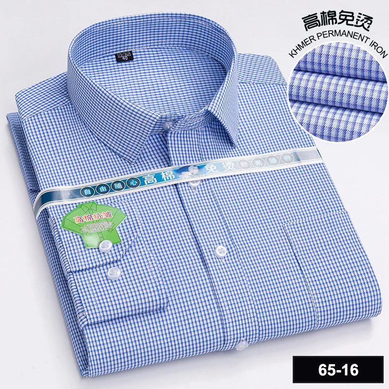 Men's Long Sleeve Casual Shirts Fashion Print Cotton Standard Fit Button Pocket Soft Shirts For Man Office Business Dress New