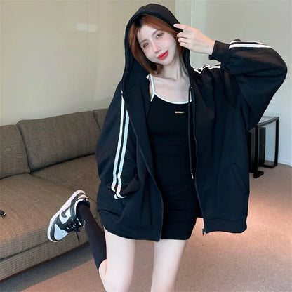 Spicy Girl Set Women's Autumn Fashion High-End Pure Desire Strap Vest  Skirt Hoodie Jacket Two-Piece Set Ladies' Wear