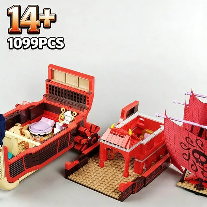 Pirates of Nine Snakes Perfume 1099pcs Yuda Female Emperor Red Sea Boat Ship SY 6296 Building Blocks toys Compatible With Model