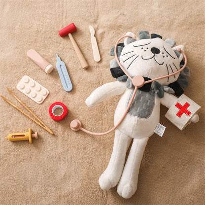 Baby Doctor Simulation Toy Set Silicone/Wooden Medical Simulation Toys Baby Educational Games For Intelligence Children's Gifts