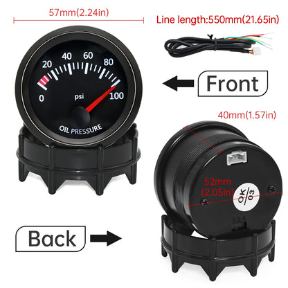 2'' 52mm Racing Car Indicator Water Temp Gauge Oil Temp Meter Voltmeter Oil Press Vacuum Boost Air Fuel Ratio EGT Instrument