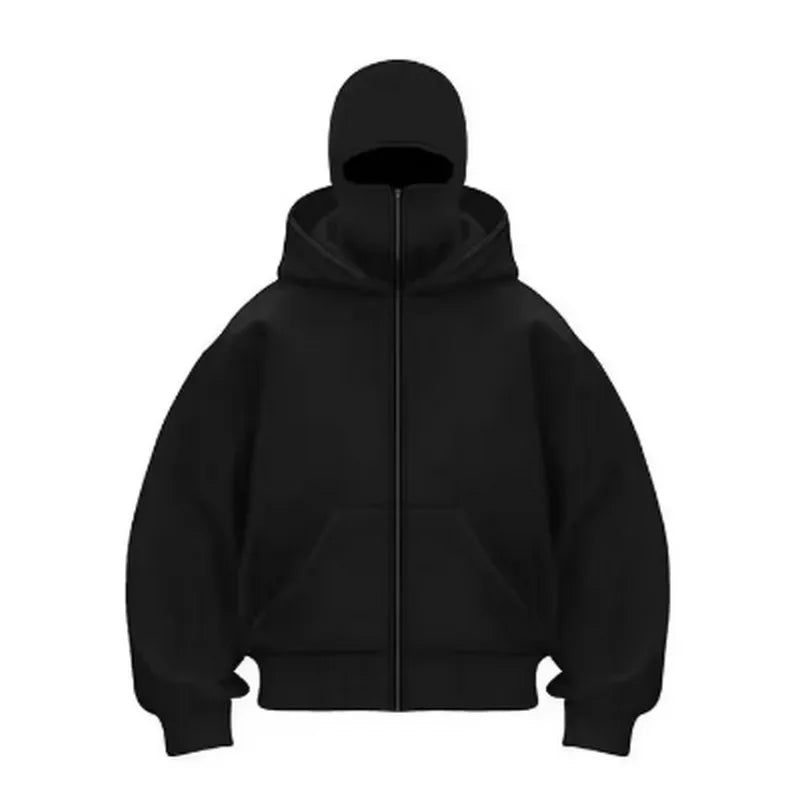 women's Men's and Balaclava Y2K Gothic Harajuku winter new item double hooded sweatshirt men's hooded masksportswear zipper