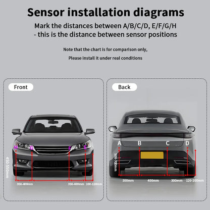 16.5mm 8 Parking Sensor LCD Display Voice Prompt Multi-Language 0.3-2.5M Detect Waterproof Car Reversing Radar