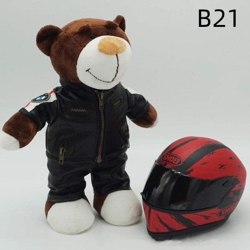 Kawaii helmet and teddy bear motorcycle decorations cute anime filled soft plush toys as gifts for friends during holidays