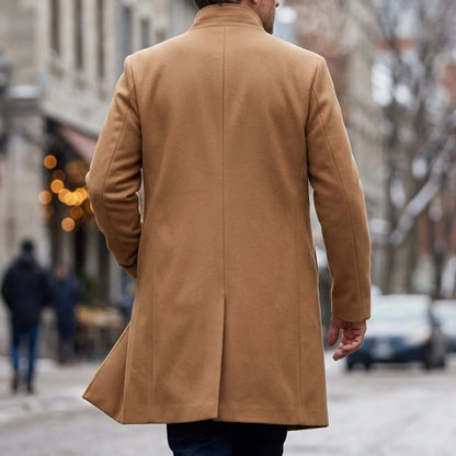 New Men's Coat Casual Winter Single Breasted Invisible Button Mens Business Knee-length Coat Trench Cloth Streetwear Men Blouse