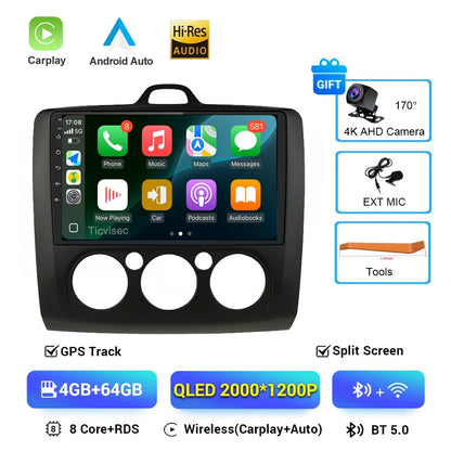 For ford focus 2 Mk2 2004-2008 2009 2010 2011 Android Auto GPS 2din autoradio GPS 2din DVR Android 16 Car Radio 4G+WIFI Carplay