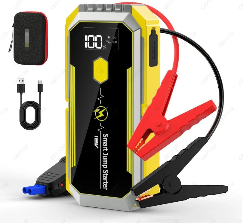 12V Portable Jump Starter Car Battery.Wireless Booster Jump Starter for Truck Motorcycle Pickup SUV with LED Light & USB Port
