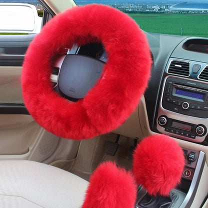 New Car Fluffy Plush Steering Wheel Cover Fashion Winter Warm Fleece Non-slip Handle Gloves Ladies Car Decoration Accessories