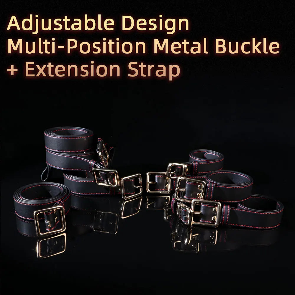 QKKQ Microfiber Leather Body Binding Belt Erotic Set Chest Restraint Bandage Handcuffs Wrist Thigh Strap BDSM Slave Couple Games