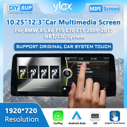 Wireless CarPlay Android Auto Display Multimedia Player For BMW X5 X6 F15 E70 E71 2009-2017 NBT CIC GPS Touch Screen 1920*720