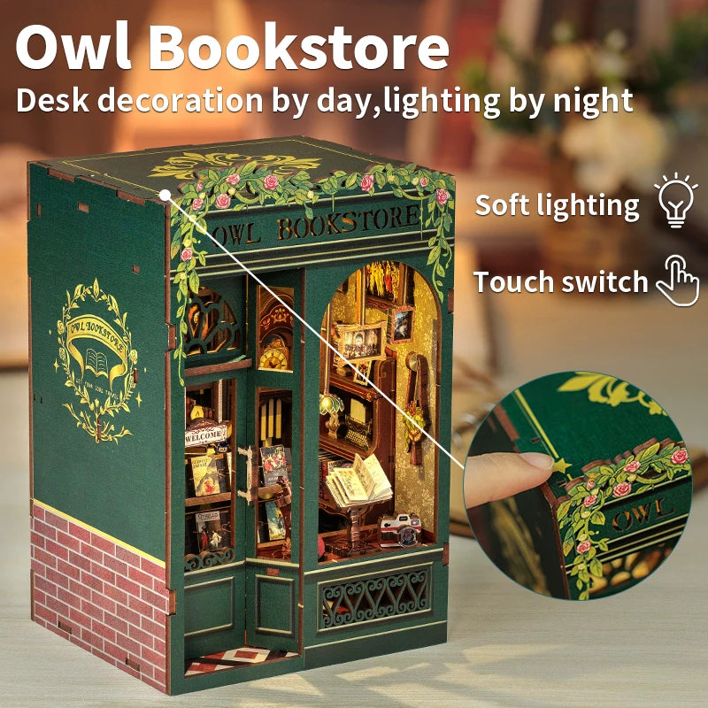 Cutebee DIY Dollhouse Kit Wooden Doll Houses Miniature Doll house Assembled With Light  Model Casa for Children Adult Gifts