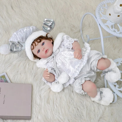 Cloveray 20 inch Collection Realistic Rebirth Baby Doll Cute Handmade Vinyl Doll High Quality Collection Simulation Toy Kid Gift