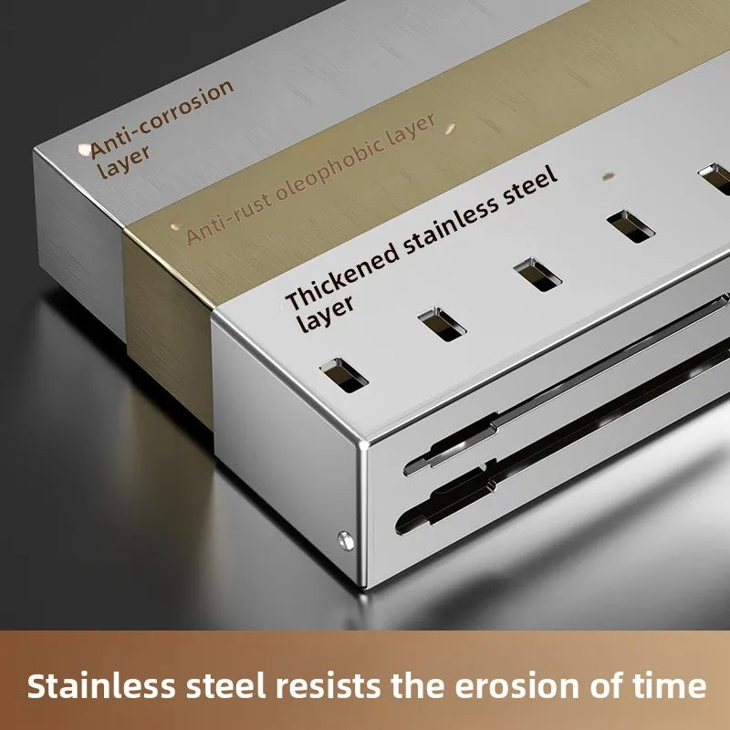 Stainless Steel Kitchen Knife Holder Wall Mounted No Drilling Multi-Function Chopsticks And Kitchen Knife Storage Rack
