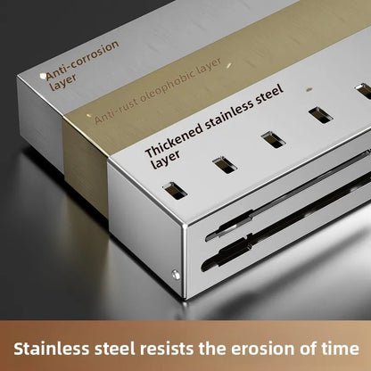 Stainless Steel Kitchen Knife Holder Wall Mounted No Drilling Multi-Function Chopsticks And Kitchen Knife Storage Rack